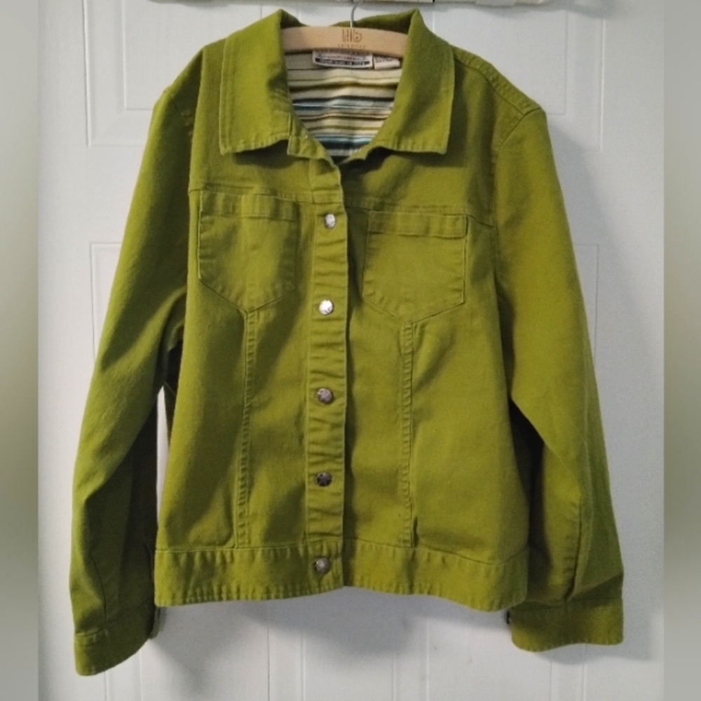 South Dudley Clothing Green Shirt Jacket w/ Star and Stripe Details size XL